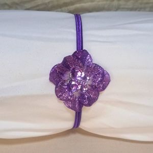 Hand Crafted Flower Butterfly Headband Purple Glitter Kids Hair Accessory